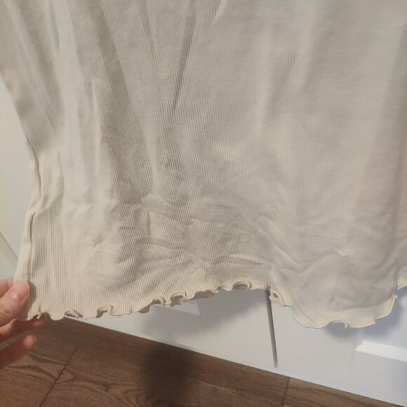 *LIKE NEW* LOFT Cotton Floral Lace Trim Tee Size Large - Picture 4 of 5